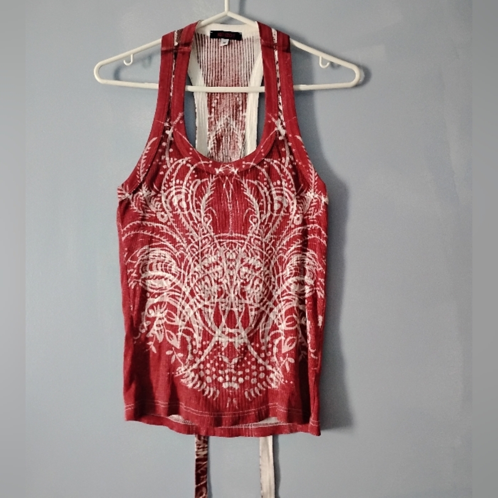 KENZO Red + White Tie Front Cotton Tank M